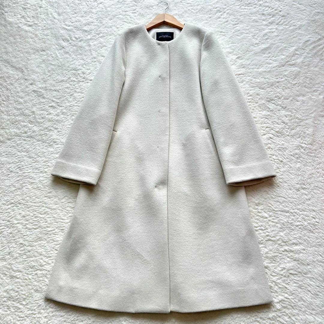 【美品】グリーンレーベル ショートビーバー ノーカラー コート カシミヤ 38