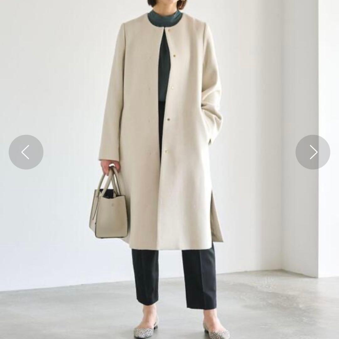 【美品】グリーンレーベル ショートビーバー ノーカラー コート カシミヤ 38