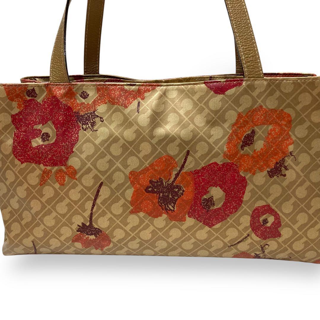 【保管品】ゲラルディーニ　ソフティ　トートバッグ　フラワー　花柄　ゴールド手提げ