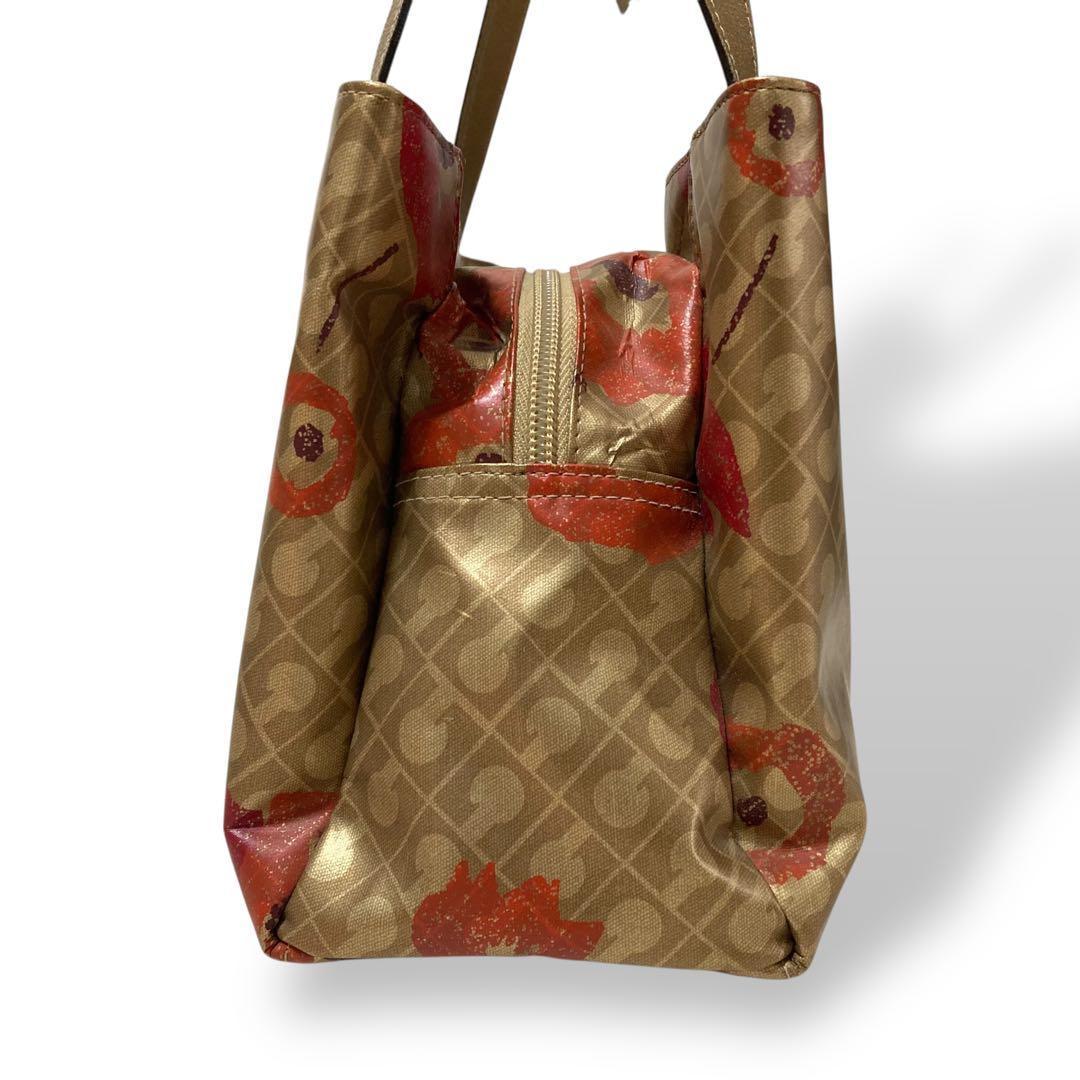 【保管品】ゲラルディーニ　ソフティ　トートバッグ　フラワー　花柄　ゴールド手提げ