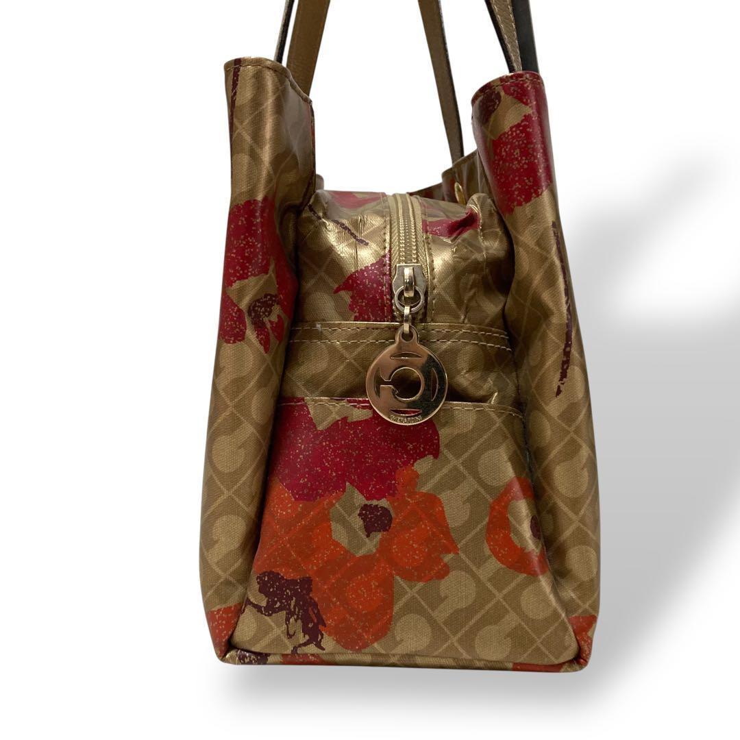 【保管品】ゲラルディーニ　ソフティ　トートバッグ　フラワー　花柄　ゴールド手提げ