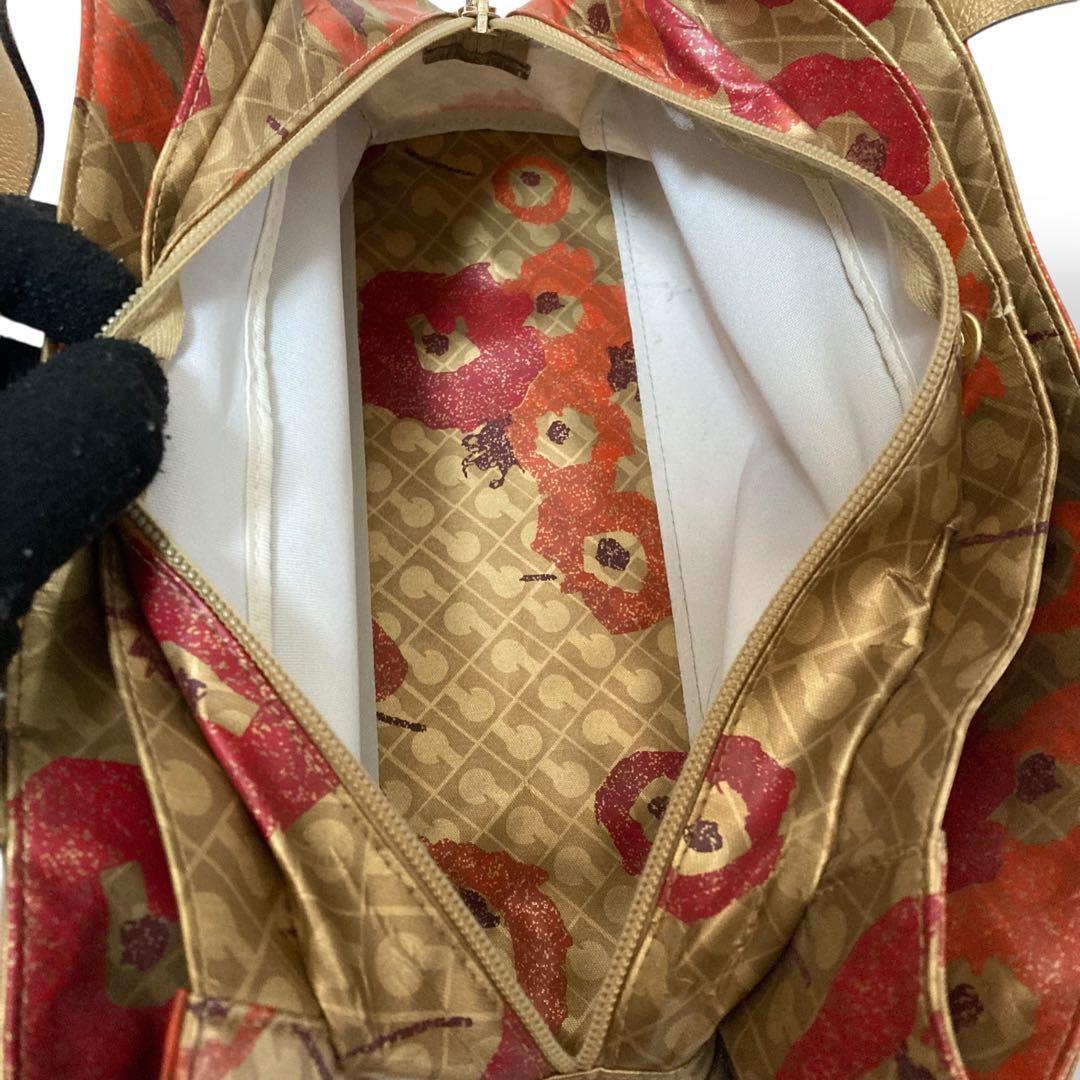 【保管品】ゲラルディーニ　ソフティ　トートバッグ　フラワー　花柄　ゴールド手提げ