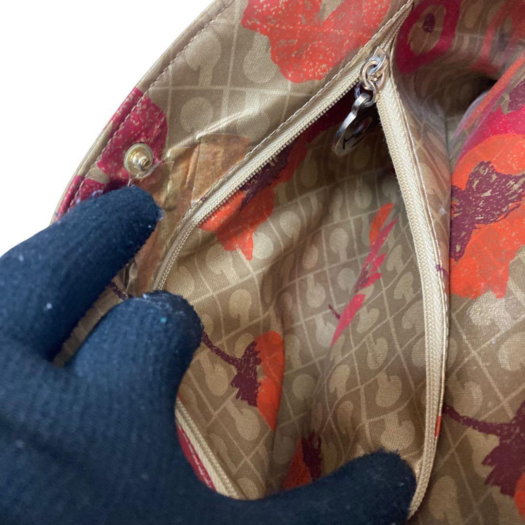 【保管品】ゲラルディーニ　ソフティ　トートバッグ　フラワー　花柄　ゴールド手提げ