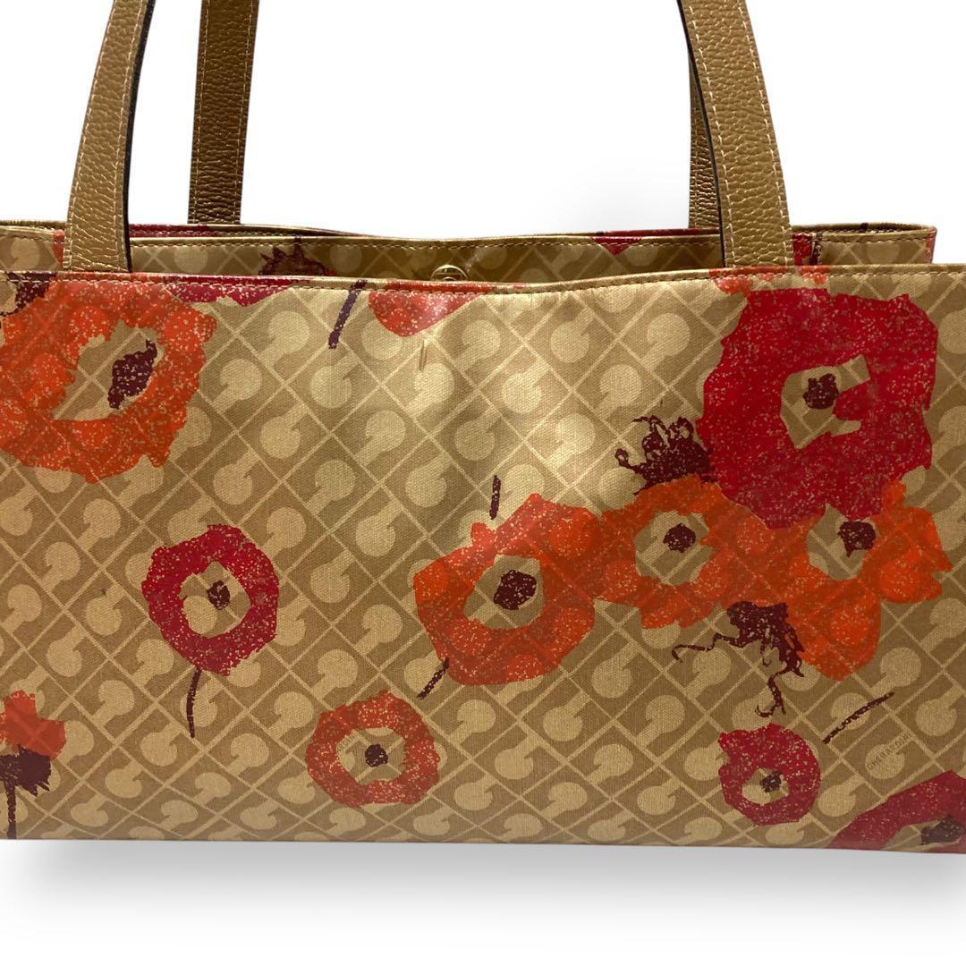 【保管品】ゲラルディーニ　ソフティ　トートバッグ　フラワー　花柄　ゴールド手提げ