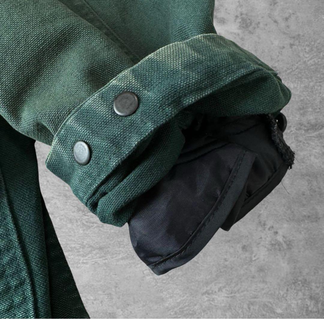 ウールリッチ古着ダック地ハンティングジャケット襟コーズレザー 80s