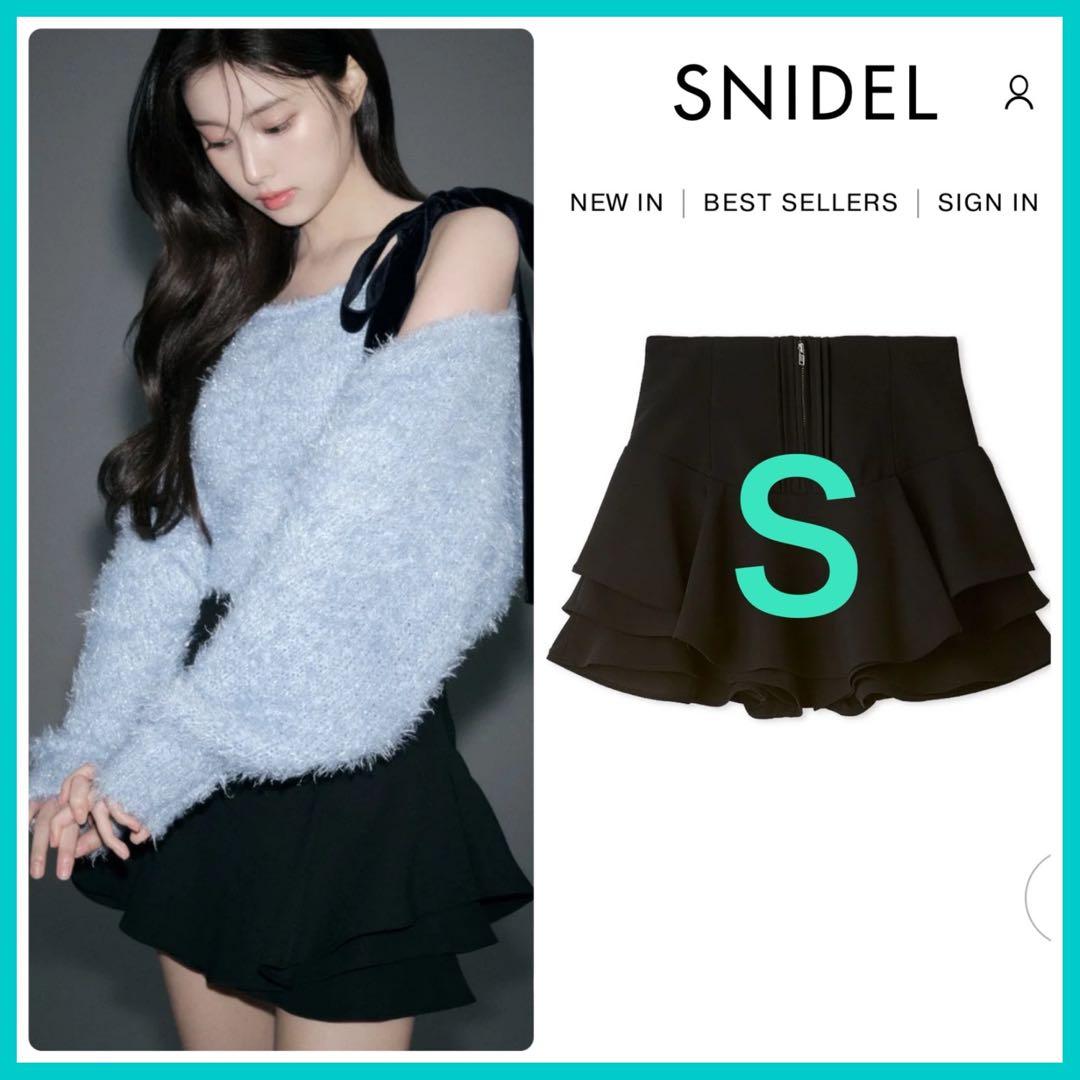 新作新品♥️ SNIDEL レイヤードフリルミニスカショーパン✨BLK