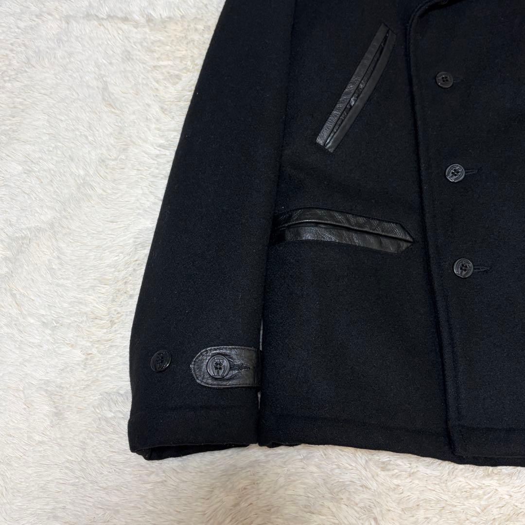 クライミー　メルトンピーコート　ロゴワッペン　レザー切替　スカル　牛革　ファラオ