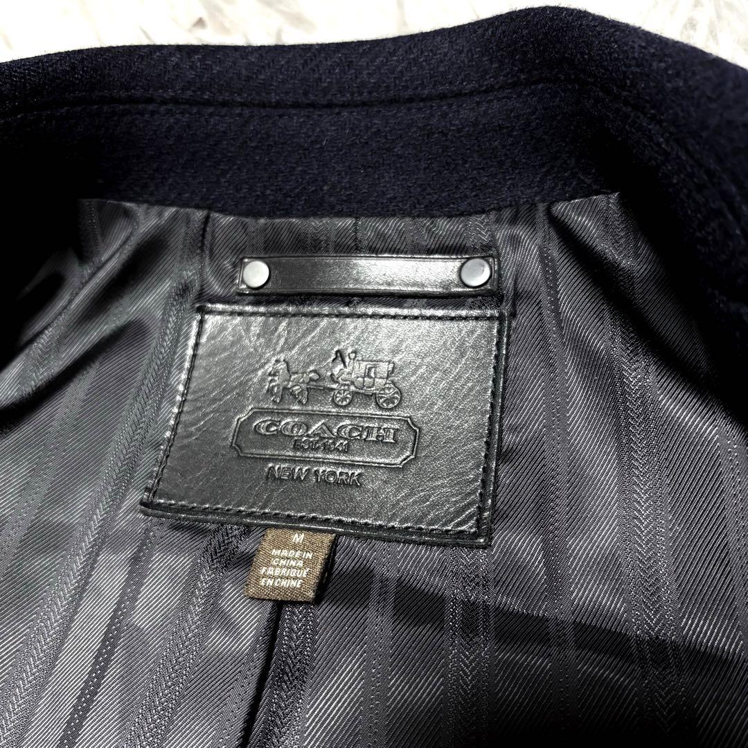 【極美品】COACH チェスターコート アンゴラ混 刺繍 革パッチ L〜XL