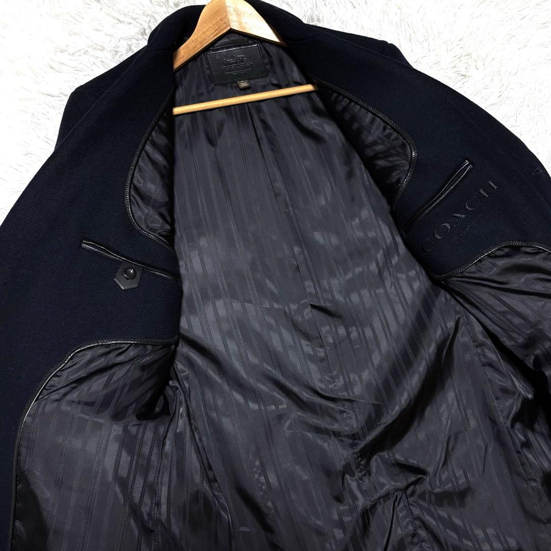 【極美品】COACH チェスターコート アンゴラ混 刺繍 革パッチ L〜XL