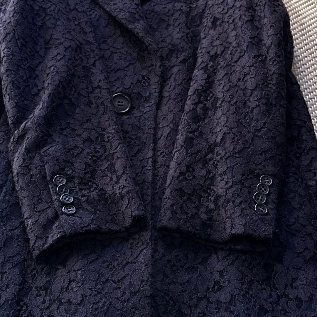 美品 グレースクラス レース チェスターコート ロングコート ネイビー サイズF