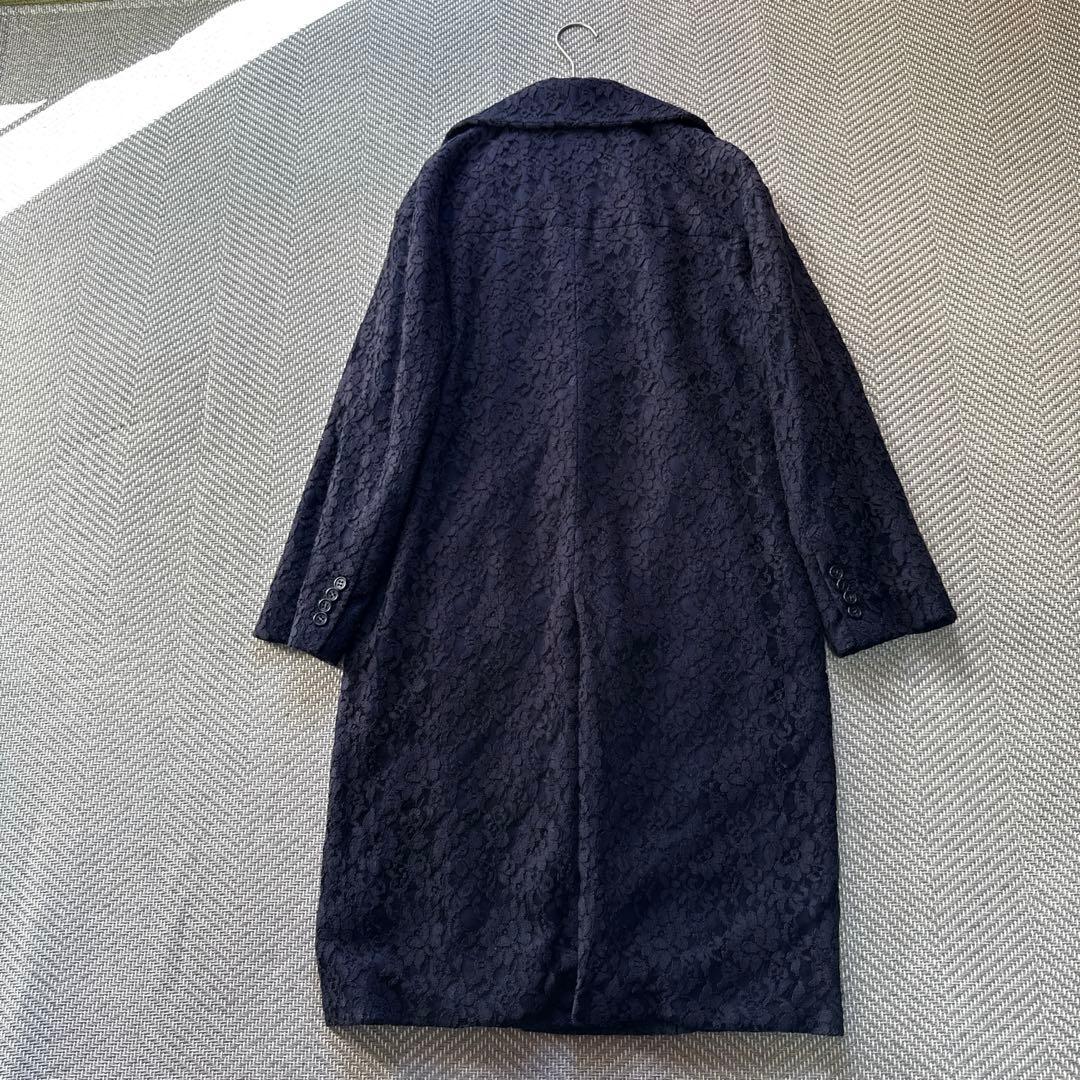 美品 グレースクラス レース チェスターコート ロングコート ネイビー サイズF