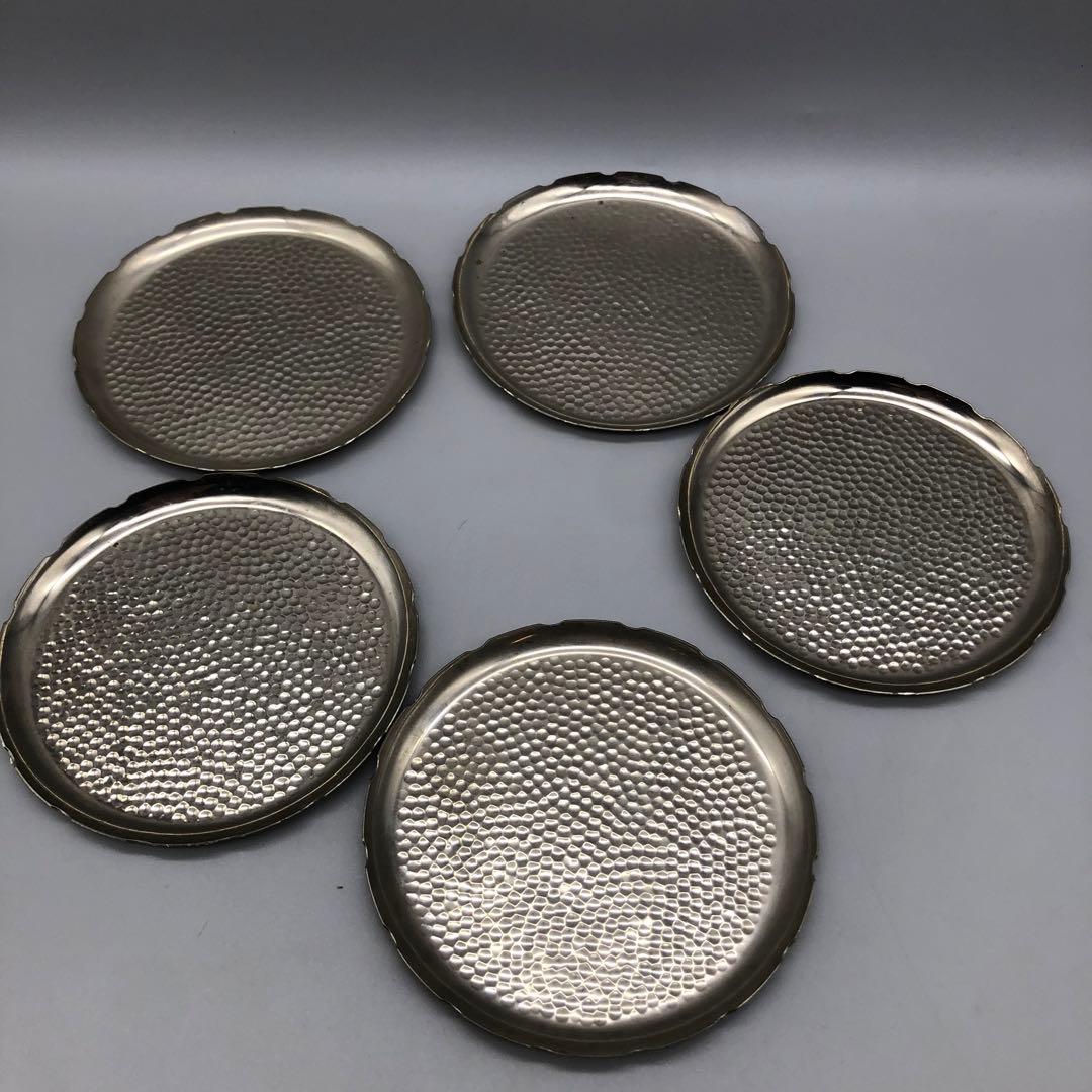槌打ちシルバーハンマード仕上げ小皿茶菓子プレート10cm 銘々皿11枚茶道具