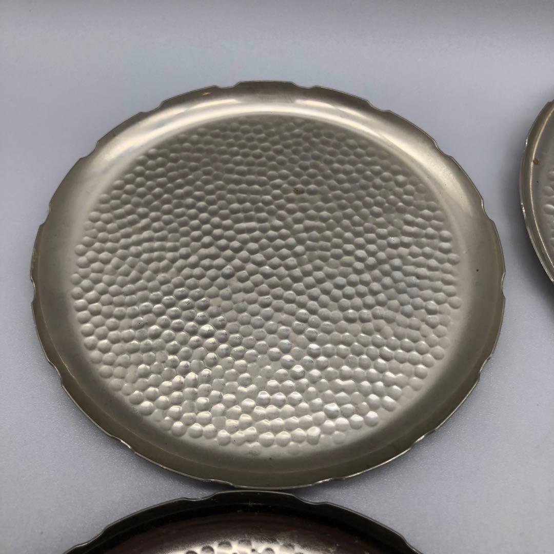 槌打ちシルバーハンマード仕上げ小皿茶菓子プレート10cm 銘々皿11枚茶道具