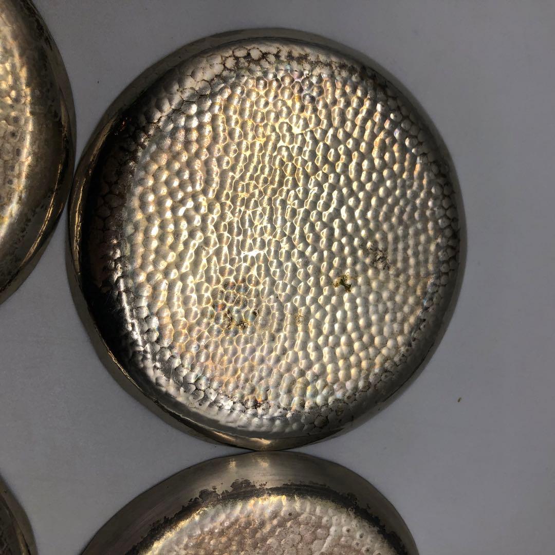 槌打ちシルバーハンマード仕上げ小皿茶菓子プレート10cm 銘々皿11枚茶道具