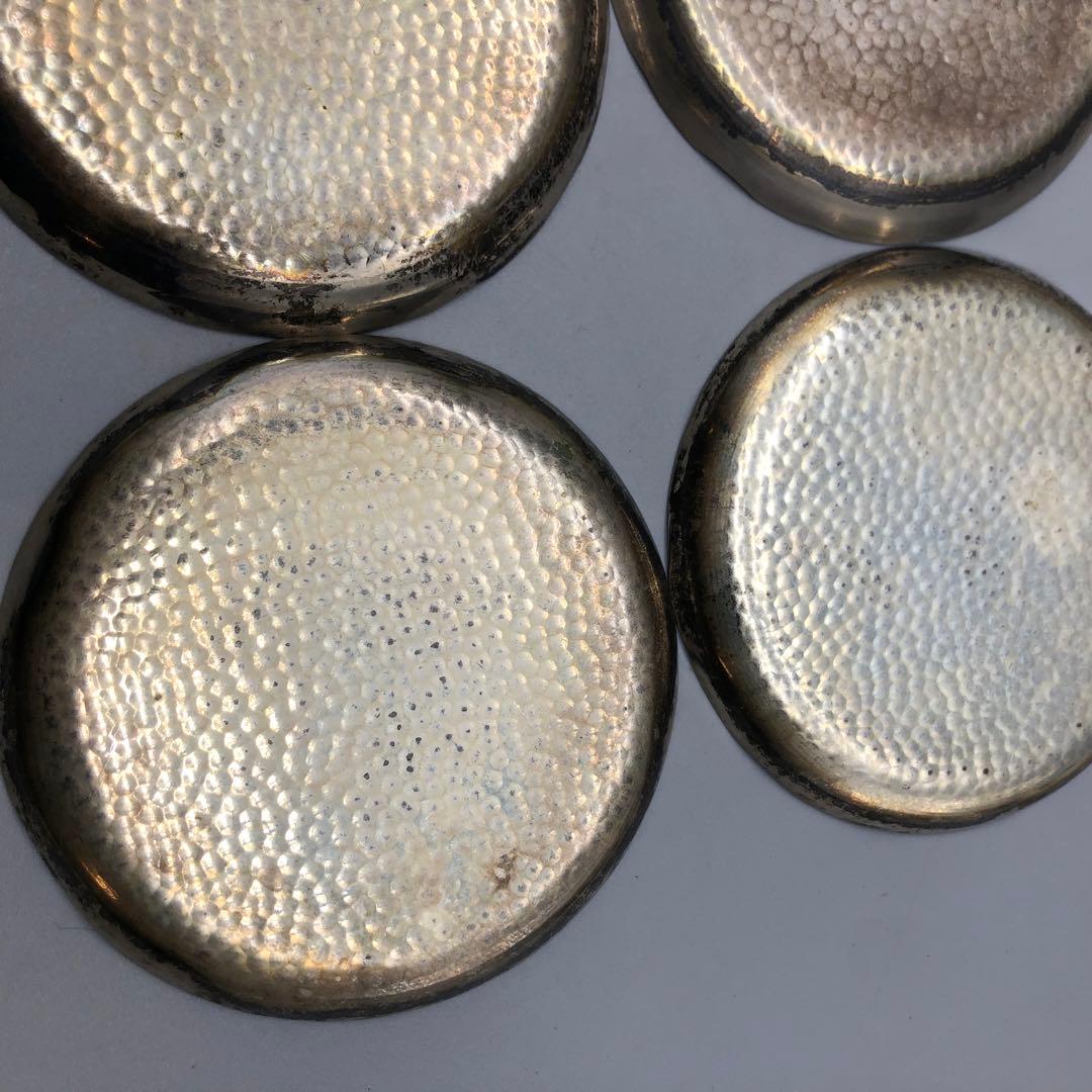 槌打ちシルバーハンマード仕上げ小皿茶菓子プレート10cm 銘々皿11枚茶道具
