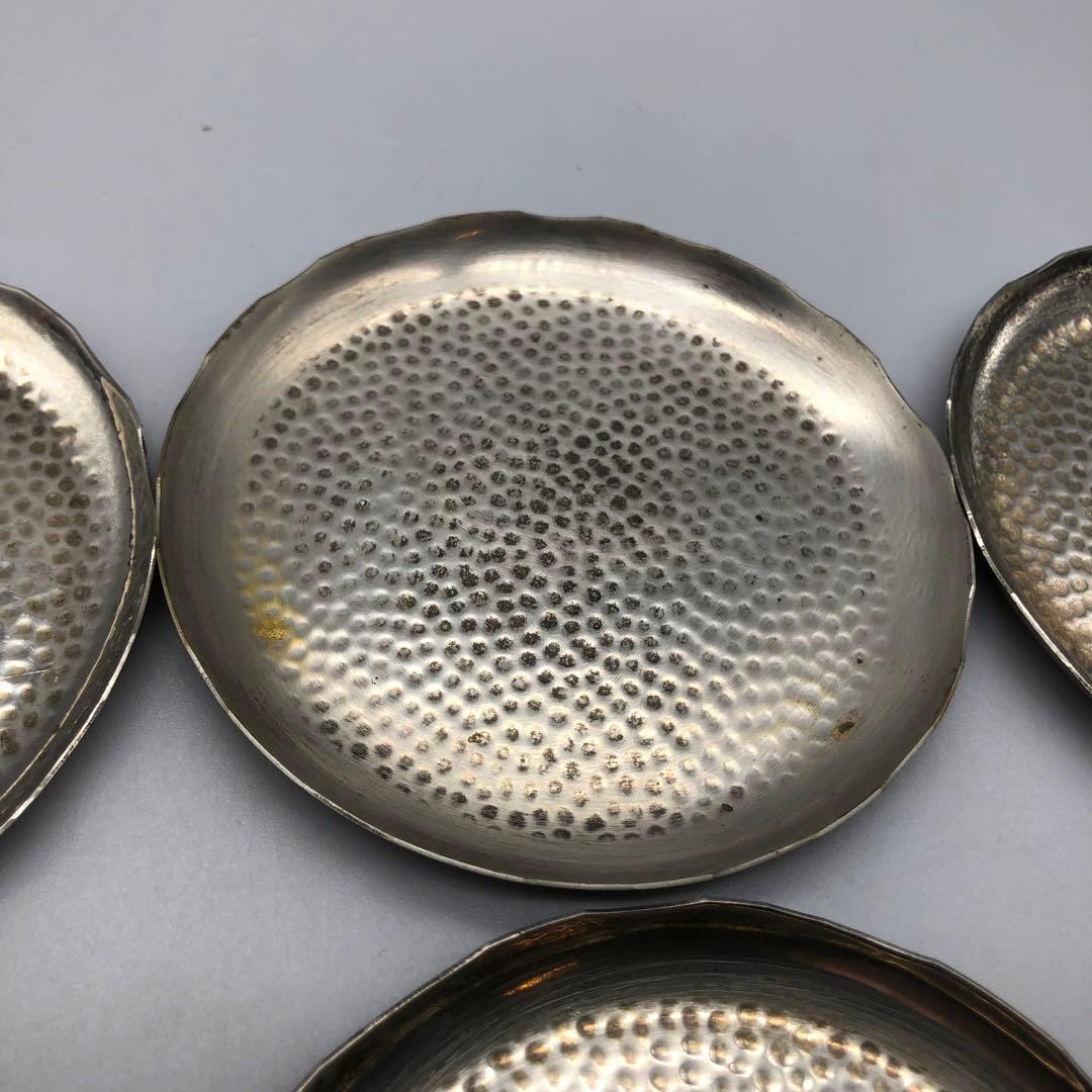 槌打ちシルバーハンマード仕上げ小皿茶菓子プレート10cm 銘々皿11枚茶道具