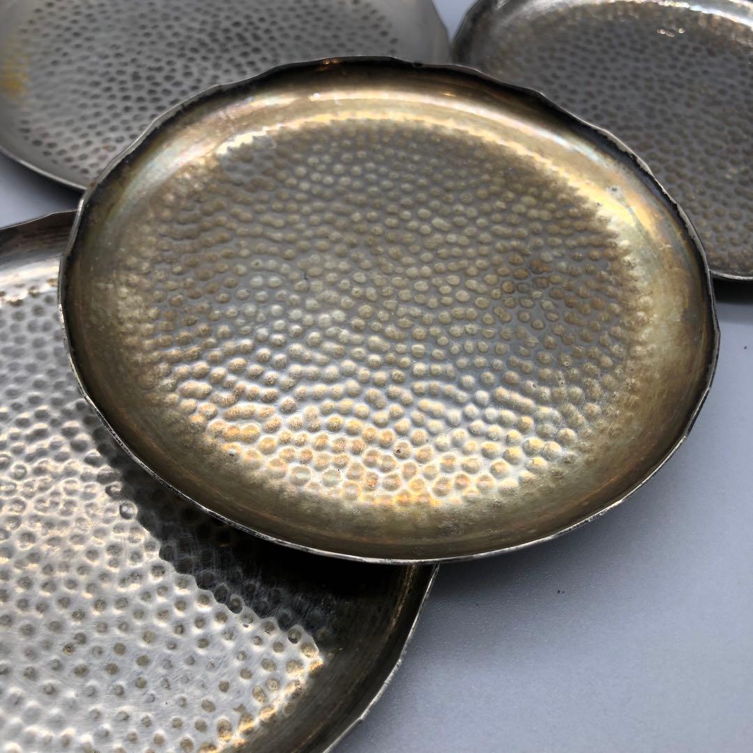 槌打ちシルバーハンマード仕上げ小皿茶菓子プレート10cm 銘々皿11枚茶道具