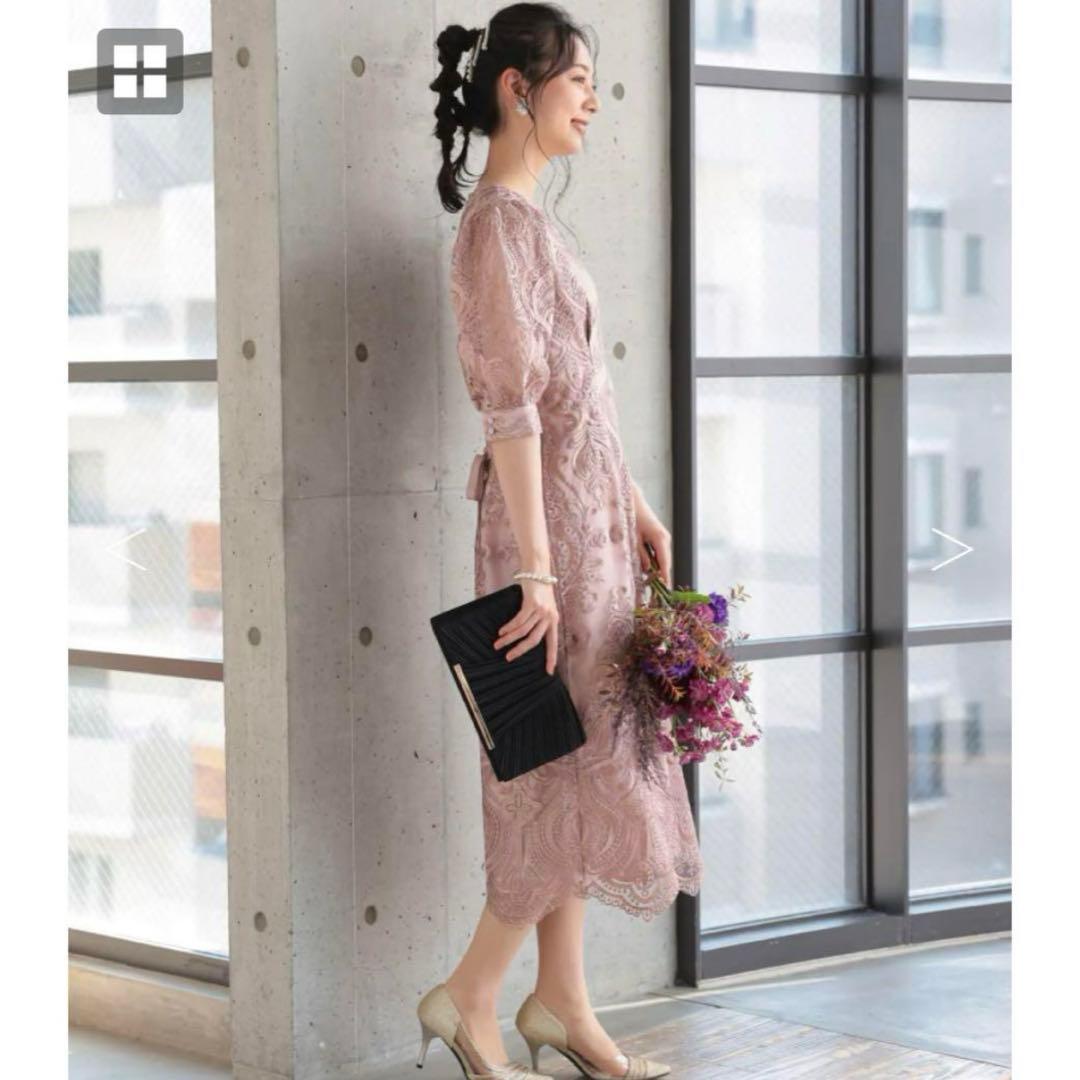 エンブロイダリーコクーンドレス ／ ピンク