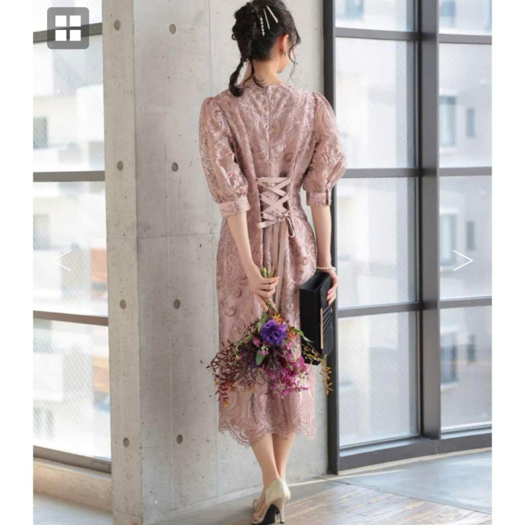 エンブロイダリーコクーンドレス ／ ピンク