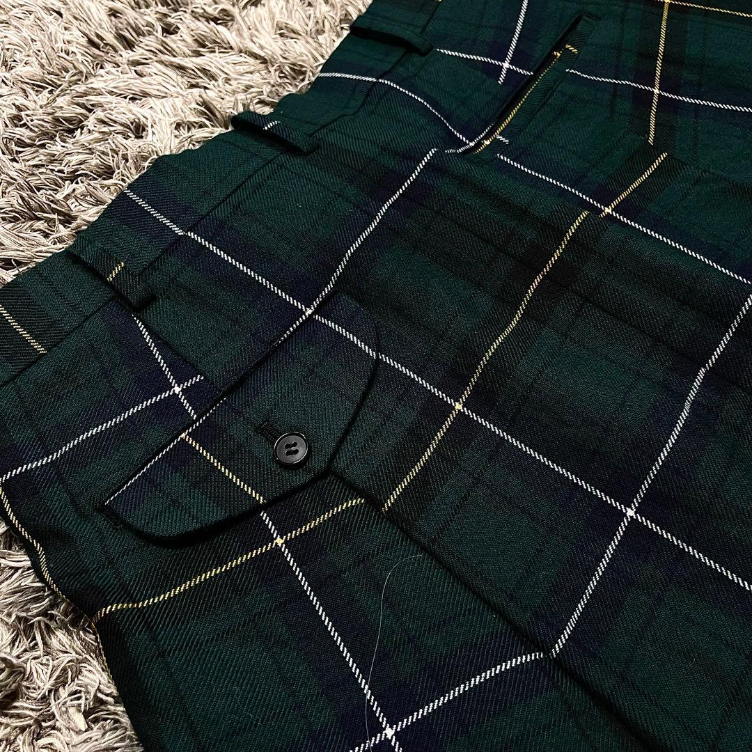 コムデギャルソンオムプリュス / 緑タータン クロップド サルエル パンツ L