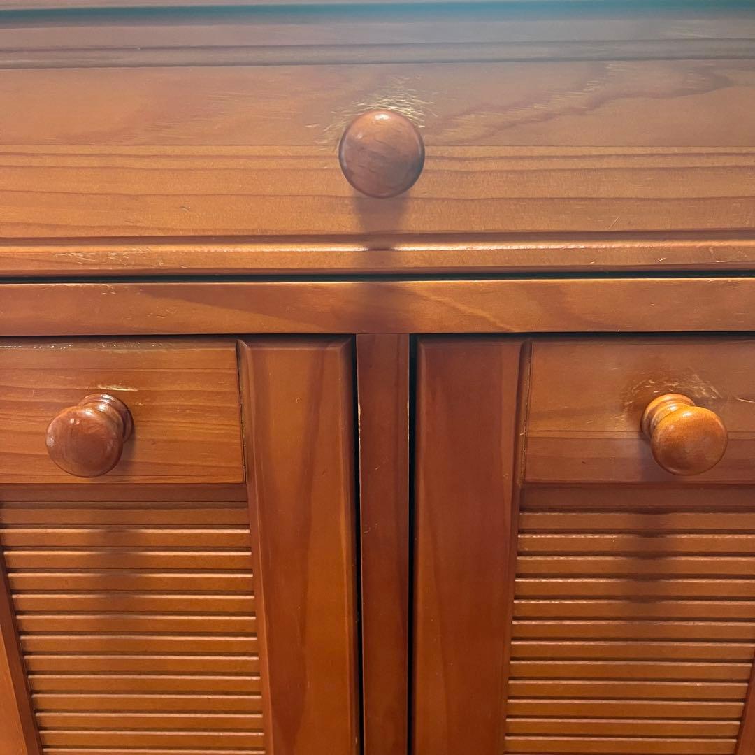 天然木 タイル天板 キッチンカウンター 3分別ダストボックス キャスター付き