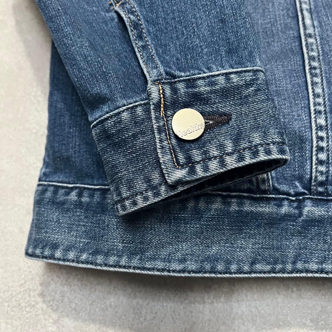 ヘルシーデニム オーバーサイズ デニムジャケット シリアル ノーカラー