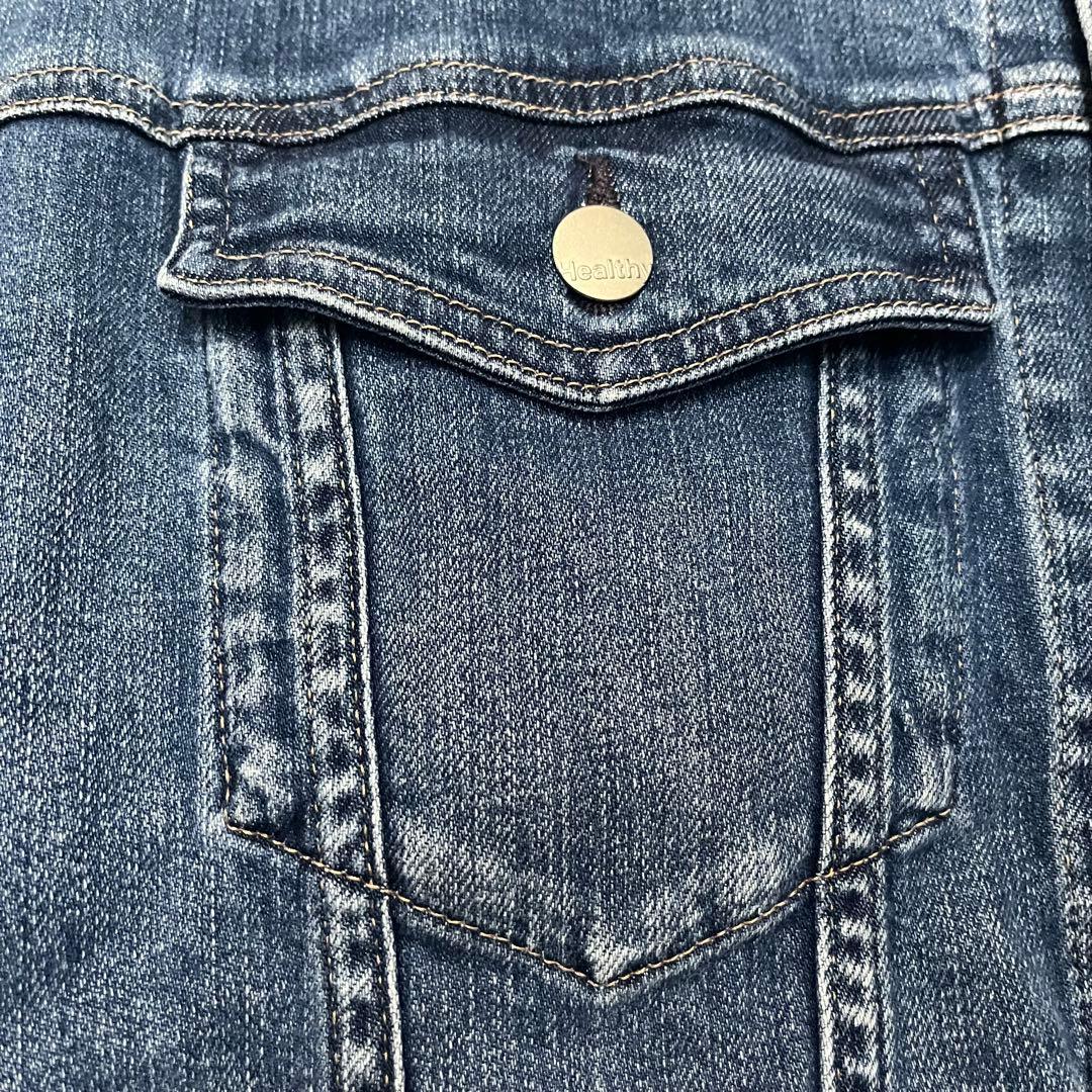 ヘルシーデニム オーバーサイズ デニムジャケット シリアル ノーカラー