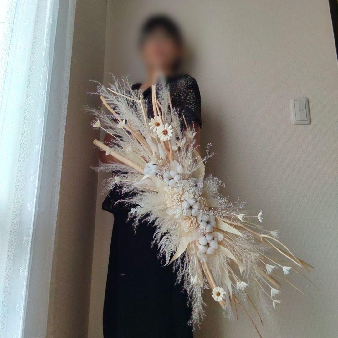 横長スワッグ　90㌢　ホワイト系　shopディスプレイ　ドライフラワー　送料込み