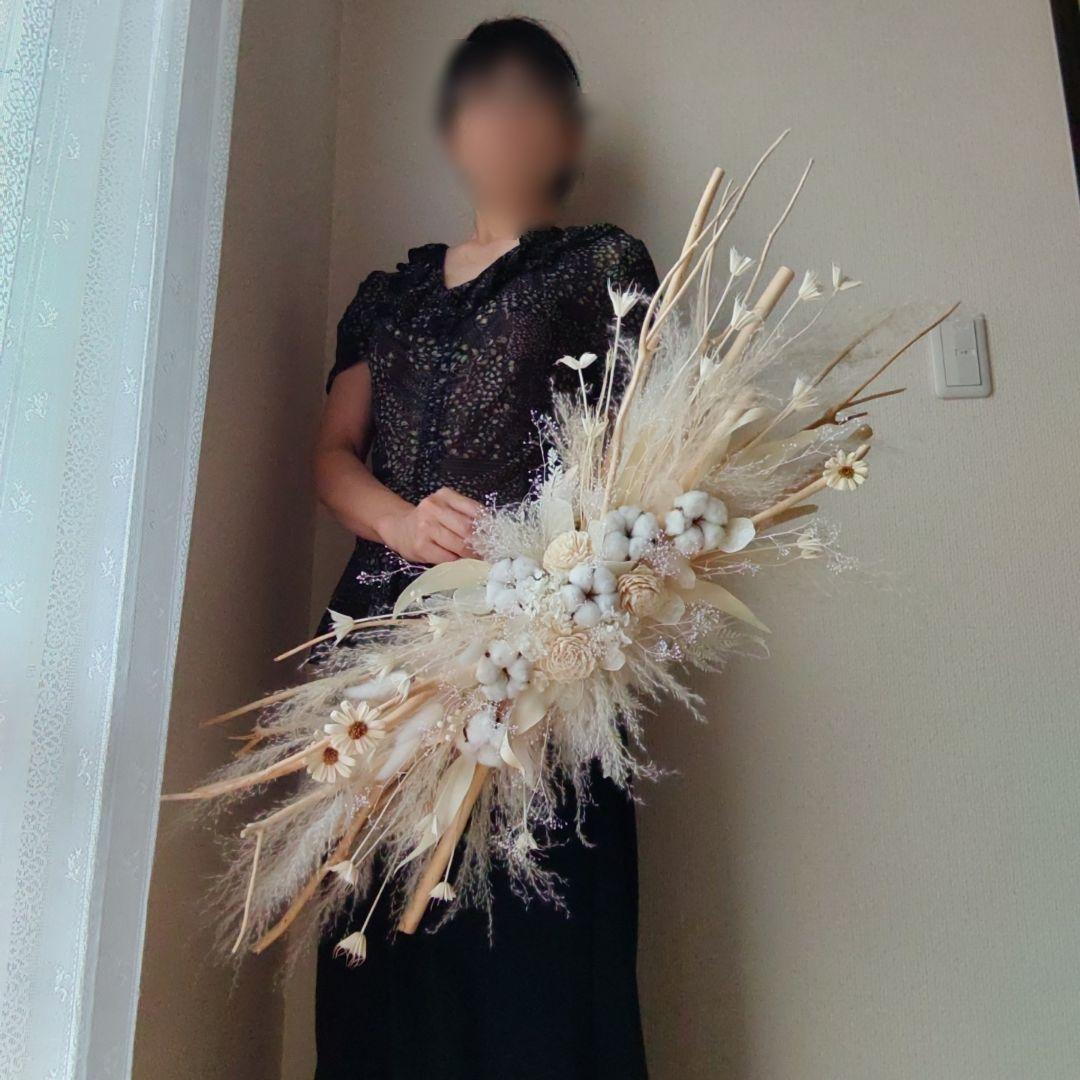 横長スワッグ　90㌢　ホワイト系　shopディスプレイ　ドライフラワー　送料込み