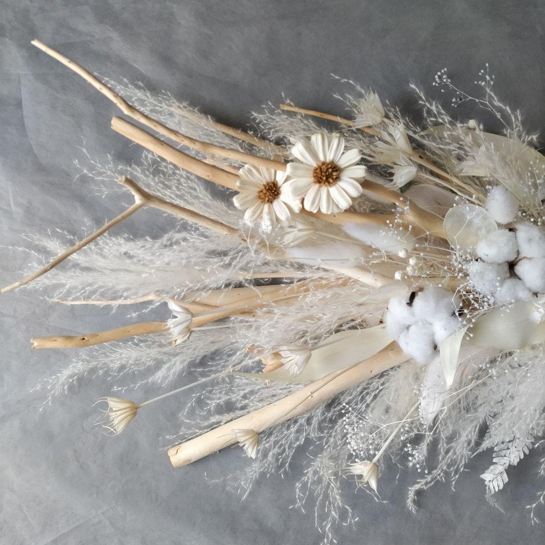 横長スワッグ　90㌢　ホワイト系　shopディスプレイ　ドライフラワー　送料込み