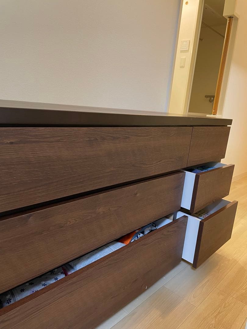 月見もち　ダークブラウン木製チェスト 3段引き出し6