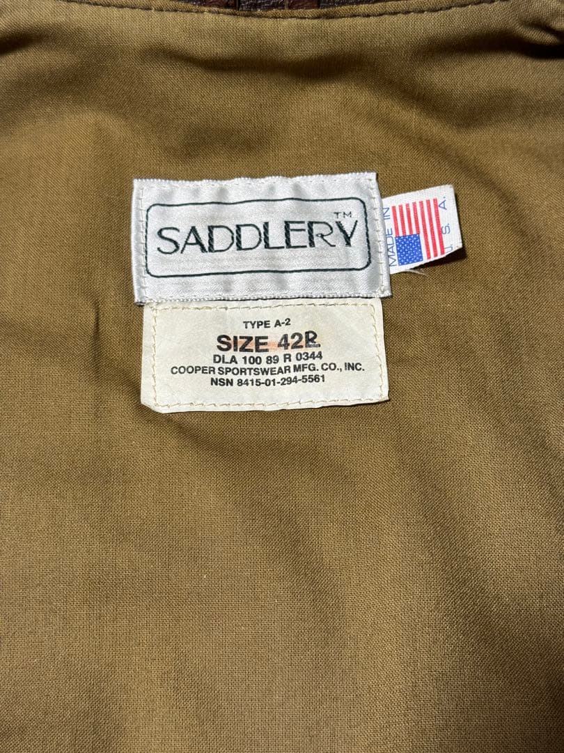 80s COOPER クーパー SADDLERY USA製 A-2 サイズ42L