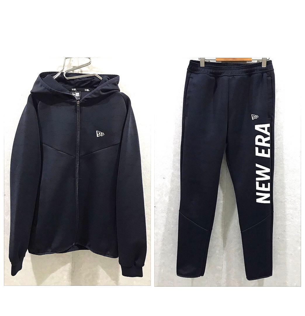 ＮＥＷ ＥＲＡ 総柄 ウォームアップジャージ セットアップ パーカー ネイビー