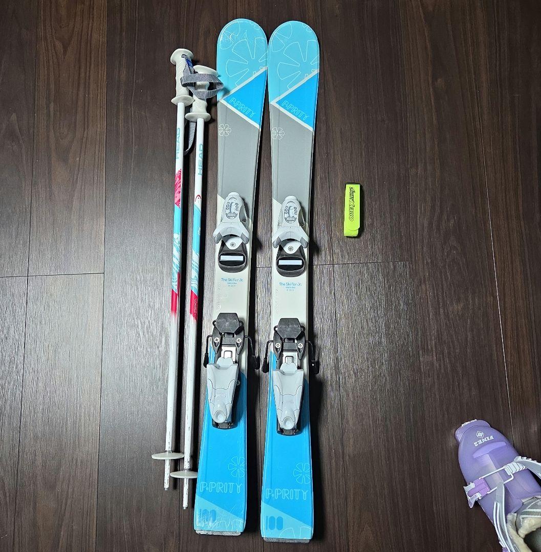 子供用カービングスキーセット板100cm　ストックHEAD 靴20cm