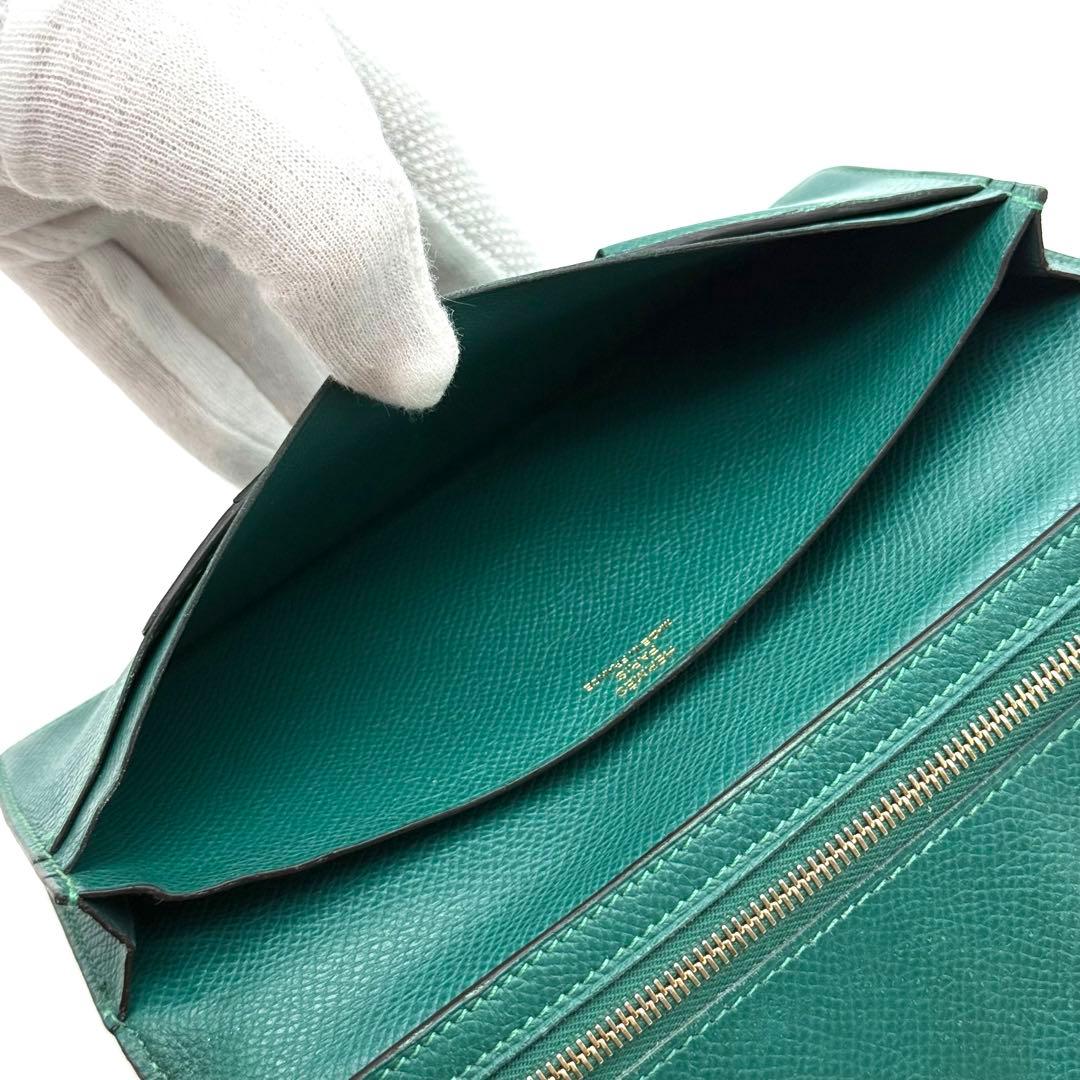 極上美品✨エルメス ベアンスフレ ブォーエプソングリーン 長財布 P65