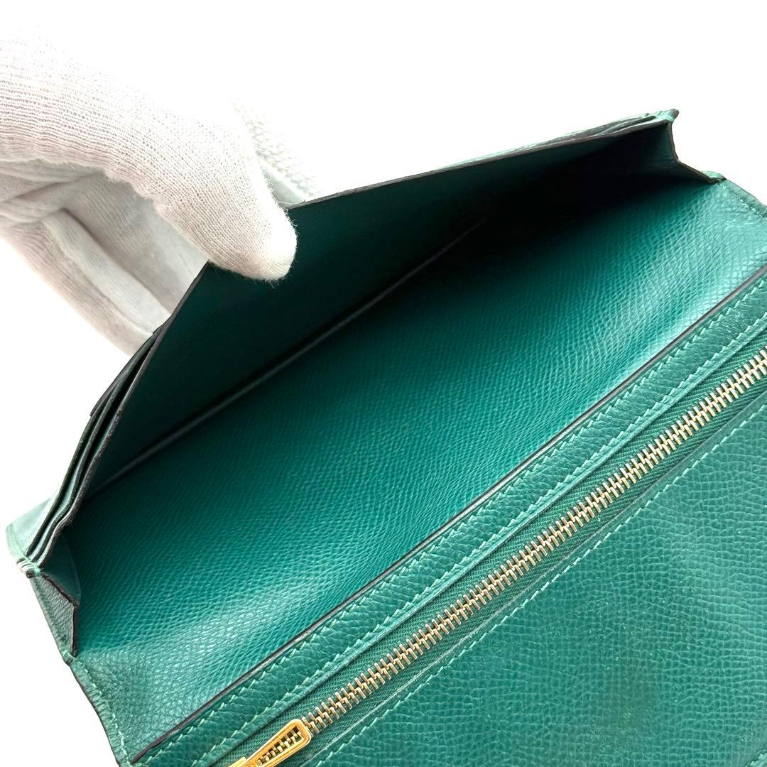 極上美品✨エルメス ベアンスフレ ブォーエプソングリーン 長財布 P65