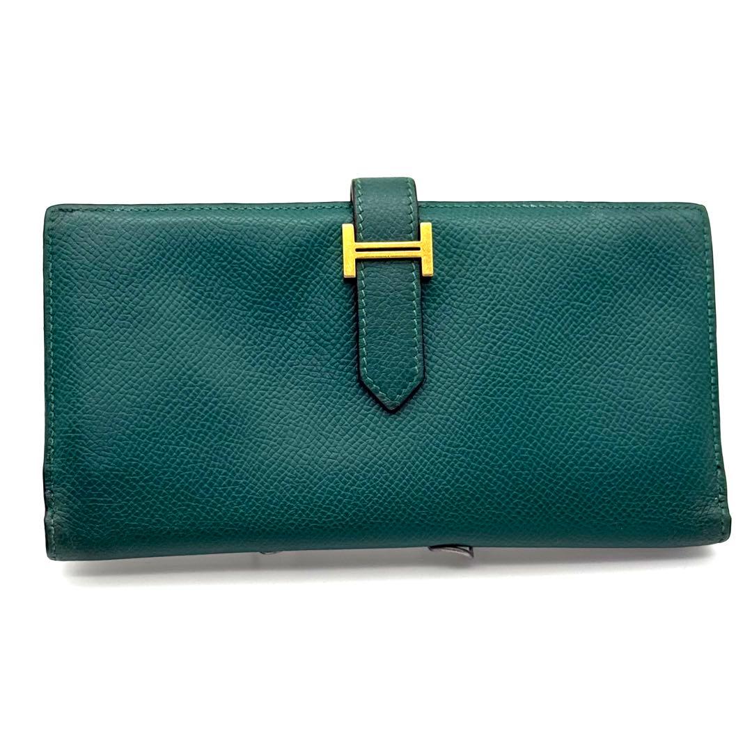 極上美品✨エルメス ベアンスフレ ブォーエプソングリーン 長財布 P65
