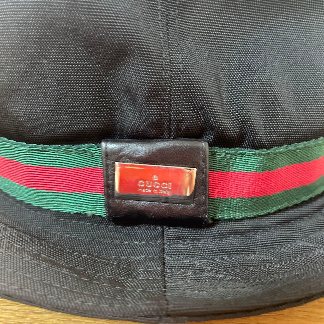 GUCCI バケットハット シェリーライン／ブラック　レディース