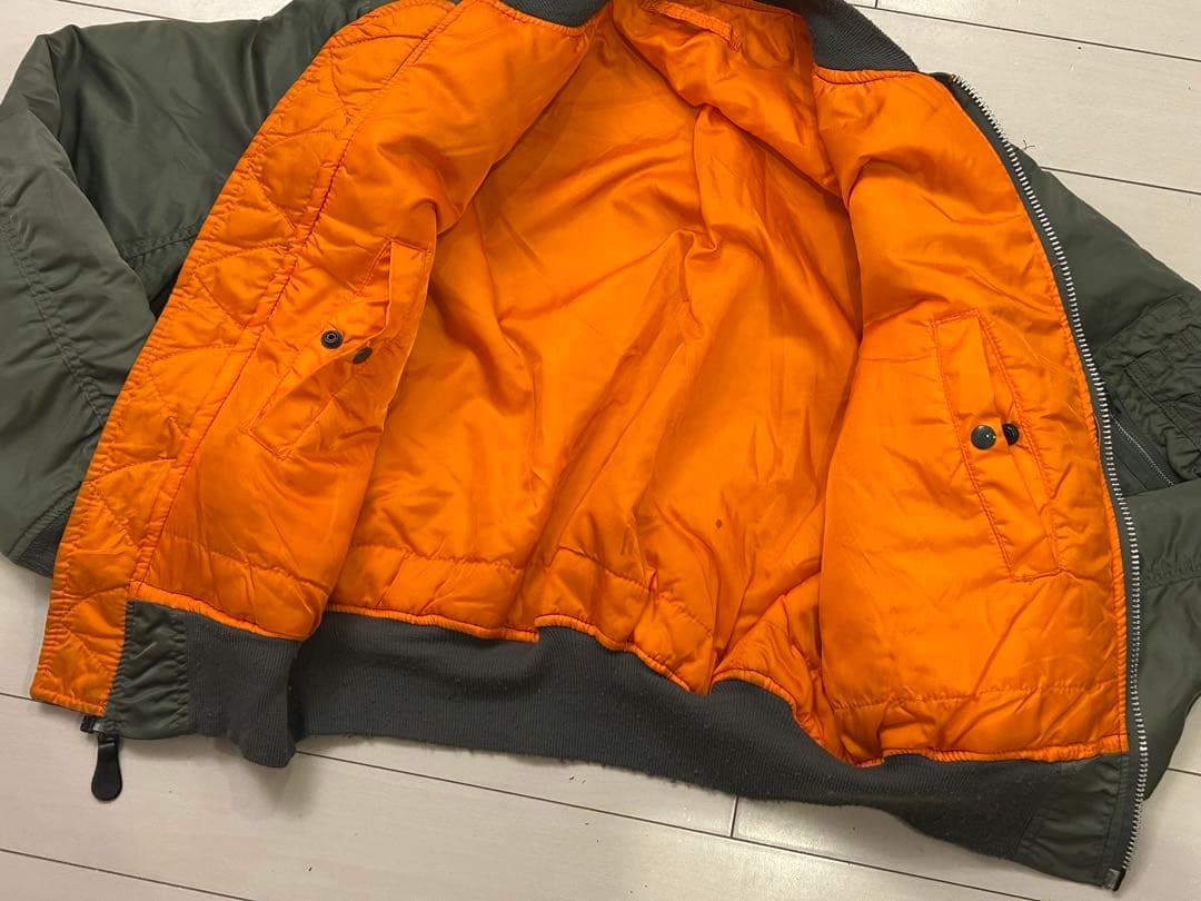 90s ALPHA MA-1 anytee USA製 短丈 キムタク カーキ