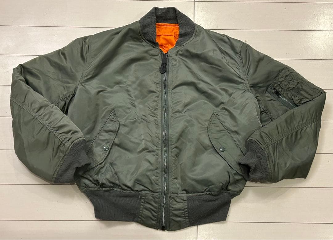 90s ALPHA MA-1 anytee USA製 短丈 キムタク カーキ