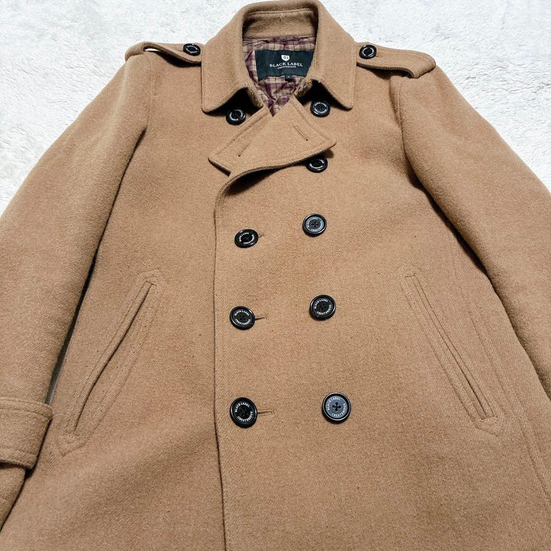 ブラックレーベルクレストブリッジ　ダブルブレスト　ピーコート ベージュ　羊毛　M