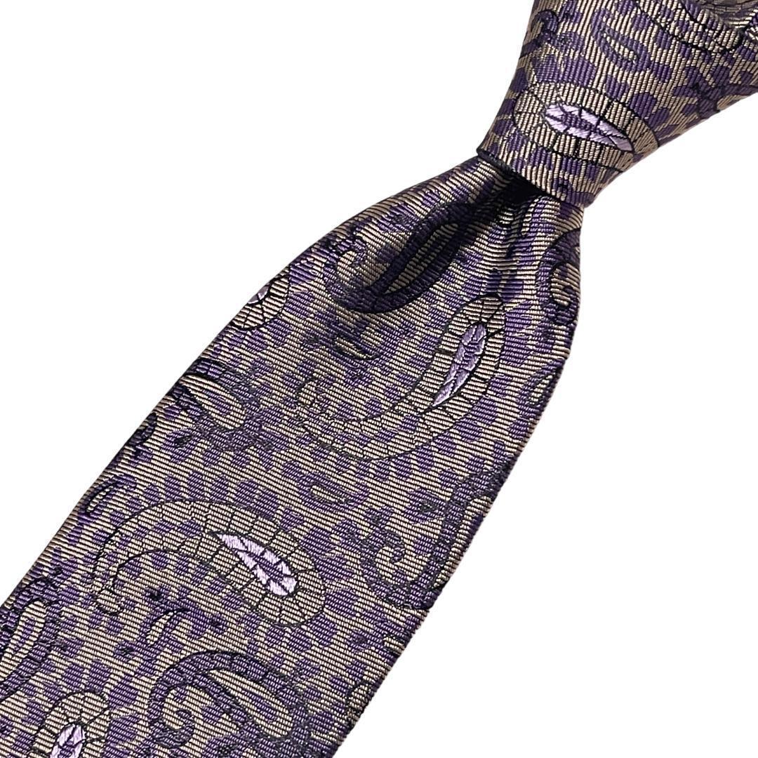 Penrose ペンローズ シルクネクタイ ペイズリー 6 イギリス製 グレー紫