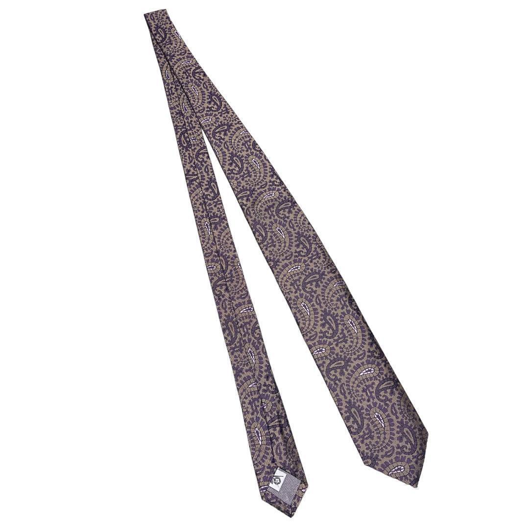 Penrose ペンローズ シルクネクタイ ペイズリー 6 イギリス製 グレー紫