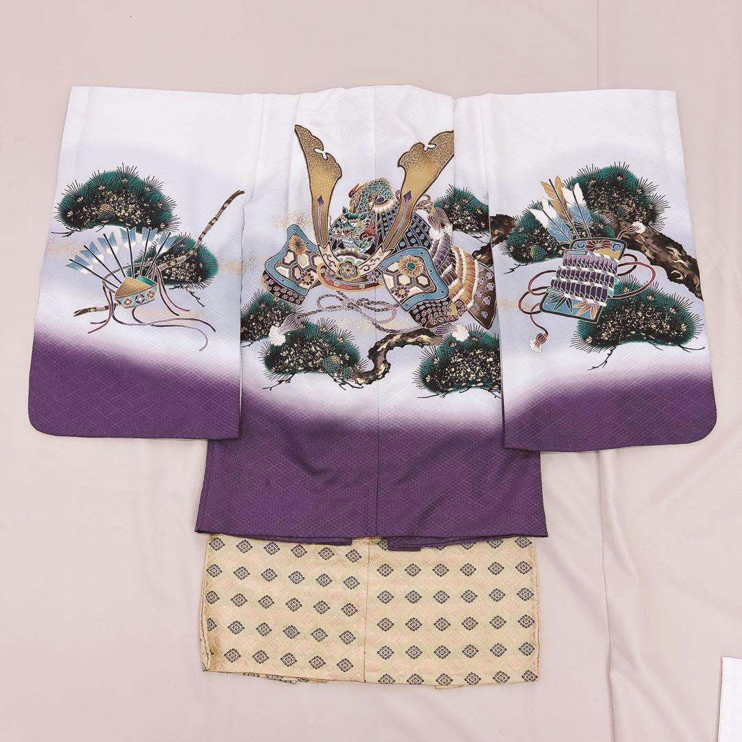 七五三5歳男の子　羽織袴セット　袴3種類付き　白