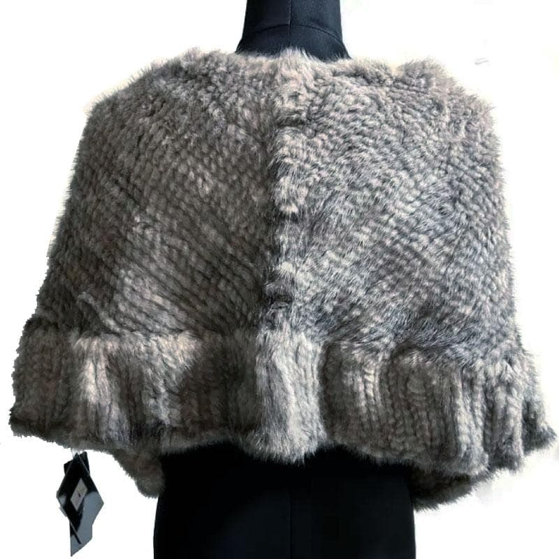 新品 MASABARDO ミンク ポンチョ ケープ 毛皮 ポンポン タグ付グレー