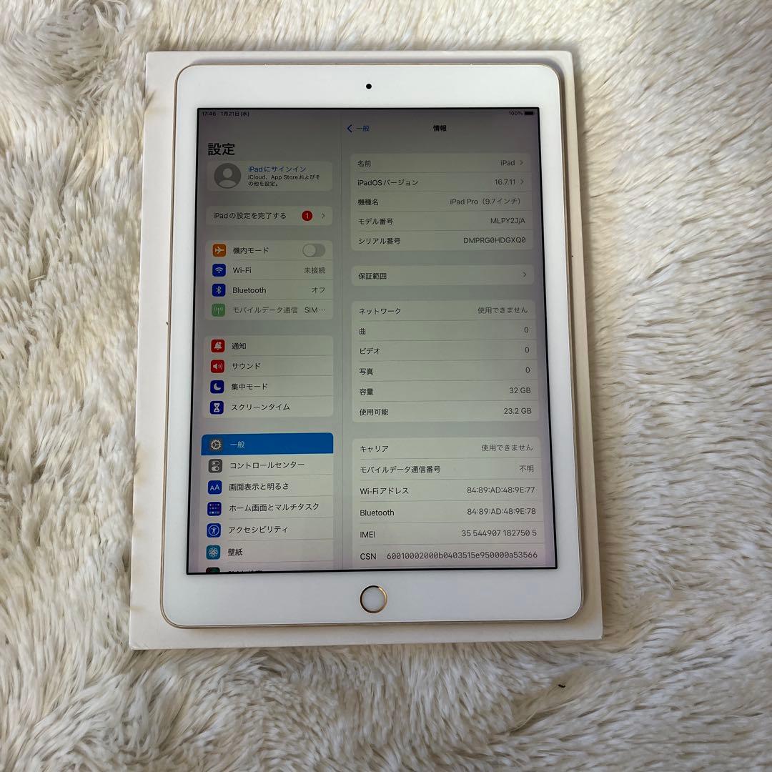 【早い者勝ち】iPad Pro 9.7 32GB SIMフリー 【すぐ発送】