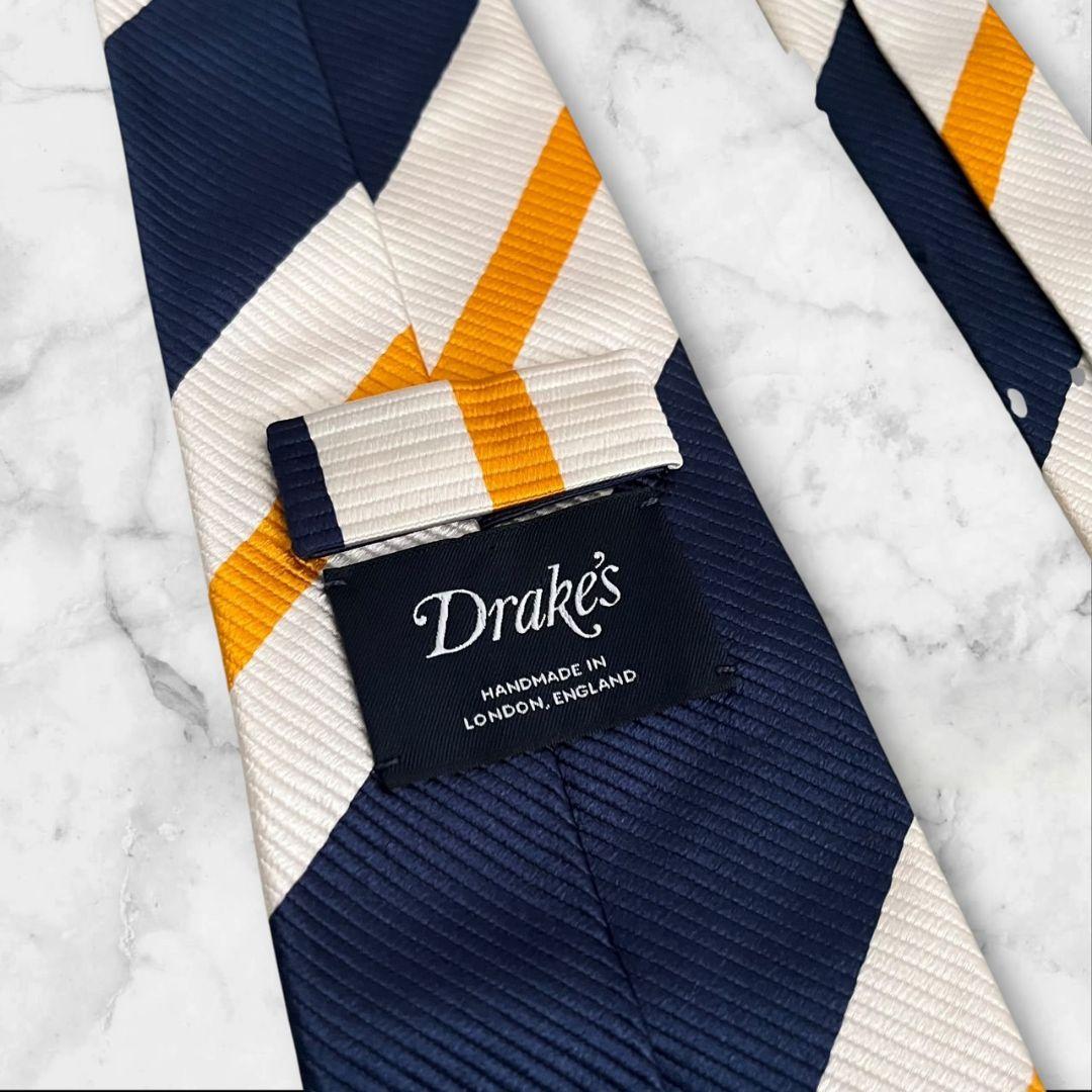 ◎美品◎★Drake's ★シルク★レジメンタル ★ネクタイ★ネイビー