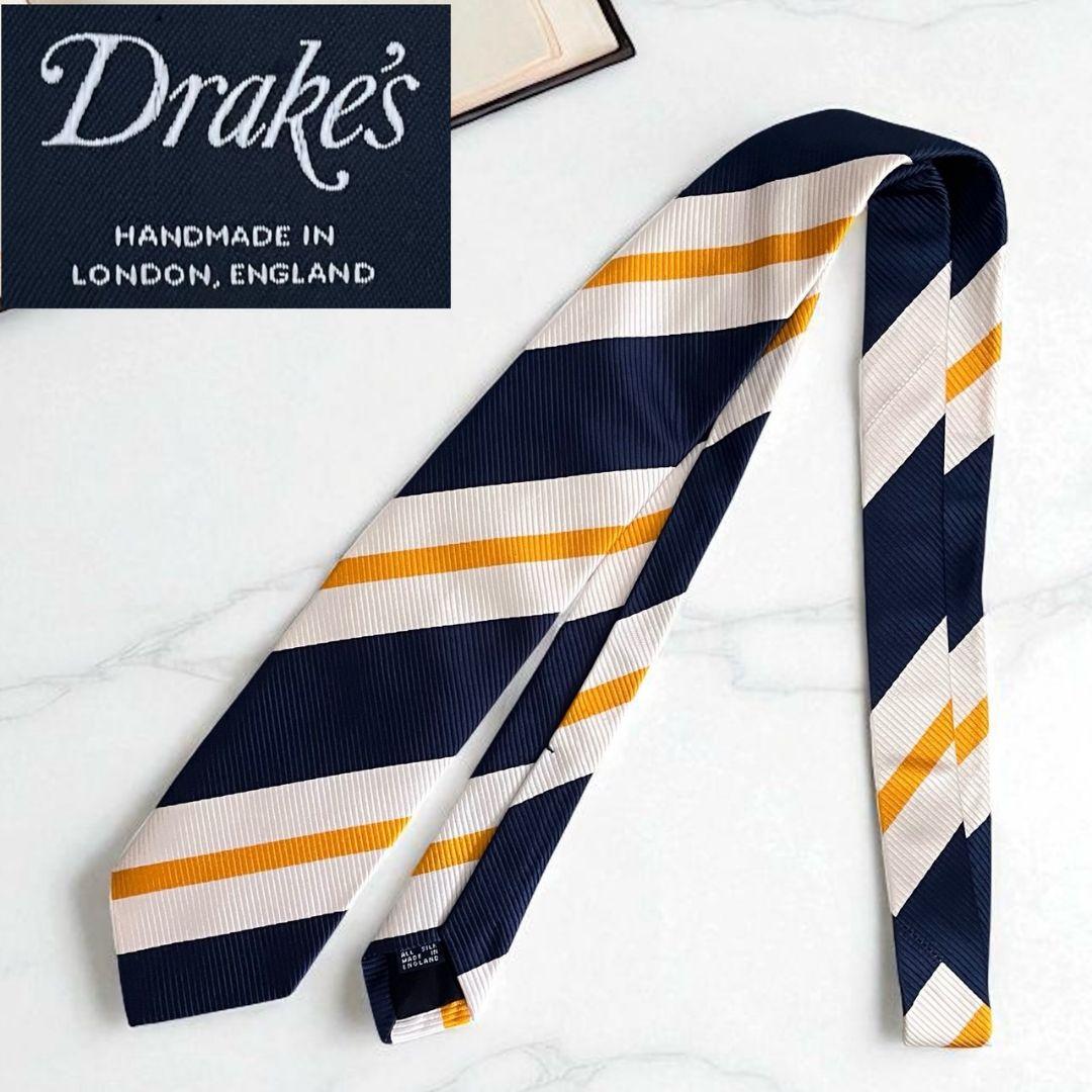 ◎美品◎★Drake's ★シルク★レジメンタル ★ネクタイ★ネイビー