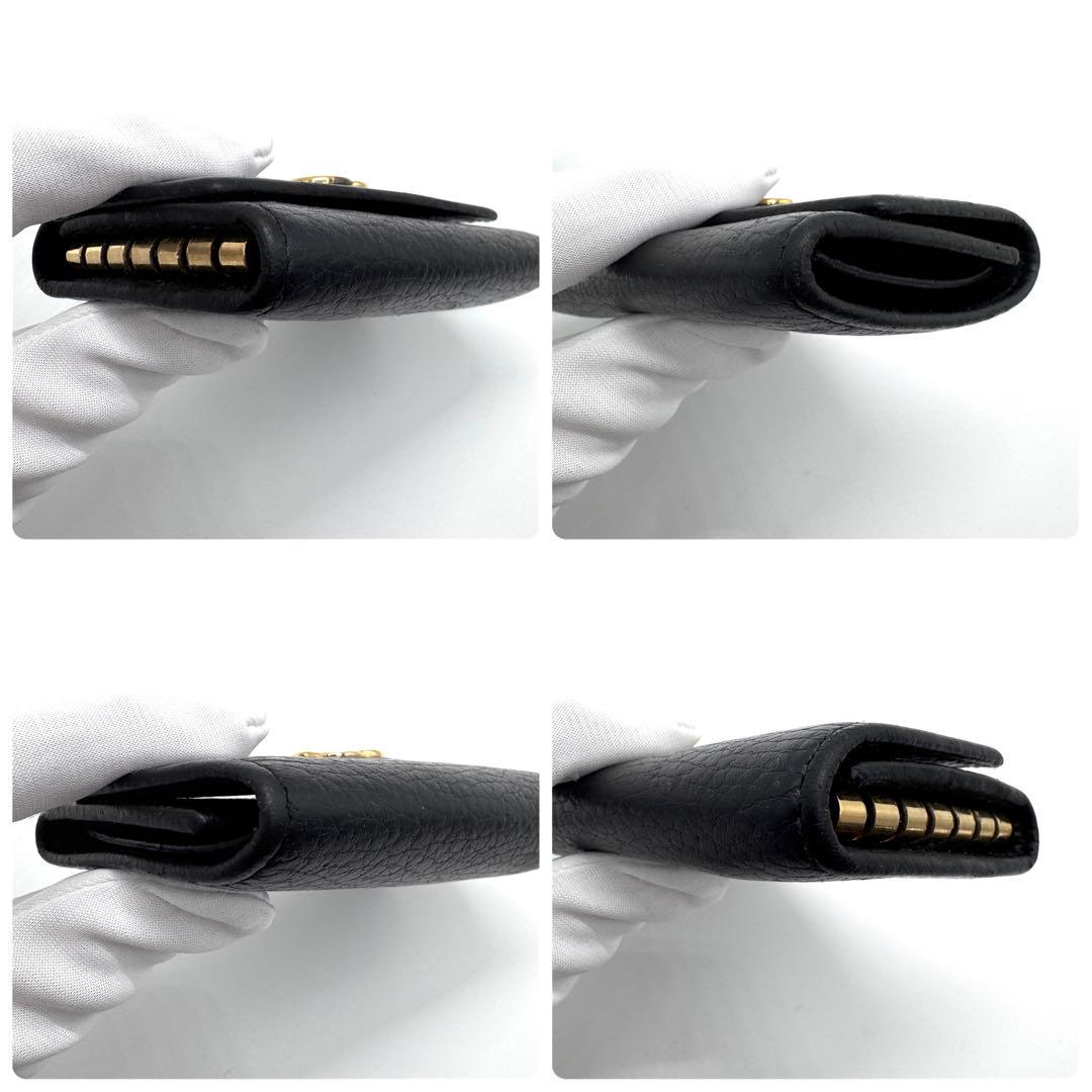 良品✨グッチ　キーケース　6連　GGマーモント　キーリング　金ロゴ　レザー　黒