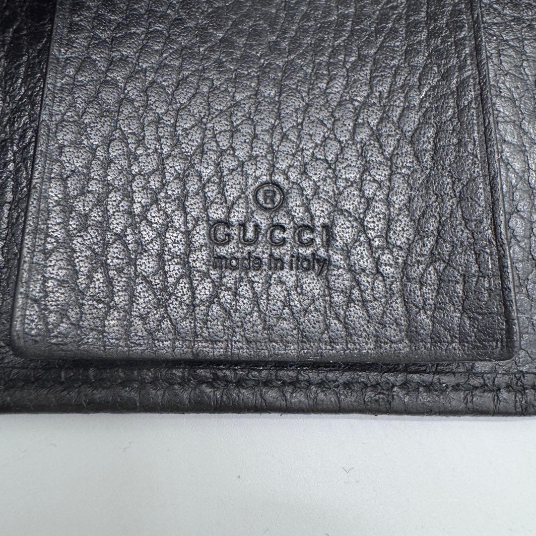 良品✨グッチ　キーケース　6連　GGマーモント　キーリング　金ロゴ　レザー　黒